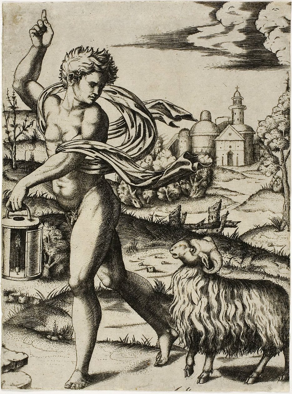 Teken van de Ram door Marcantonio Raimondi