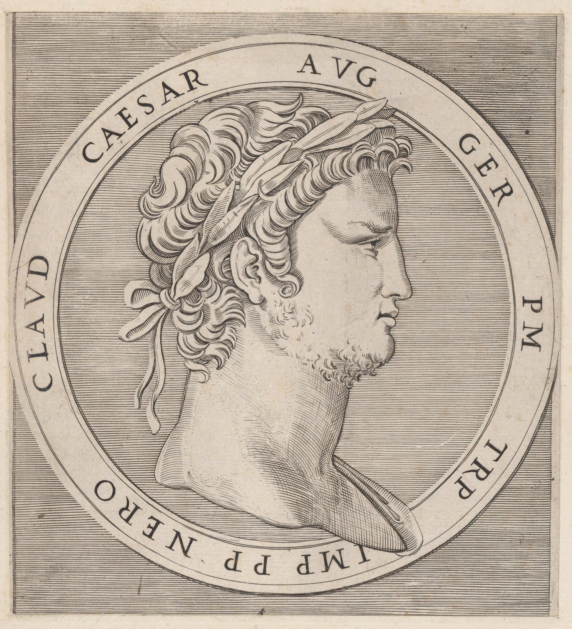 Speculum Romanae Magnificentiae: Nero, uit De Twaalf Caesars, ca. 1500-1534 door Marcantonio Raimondi