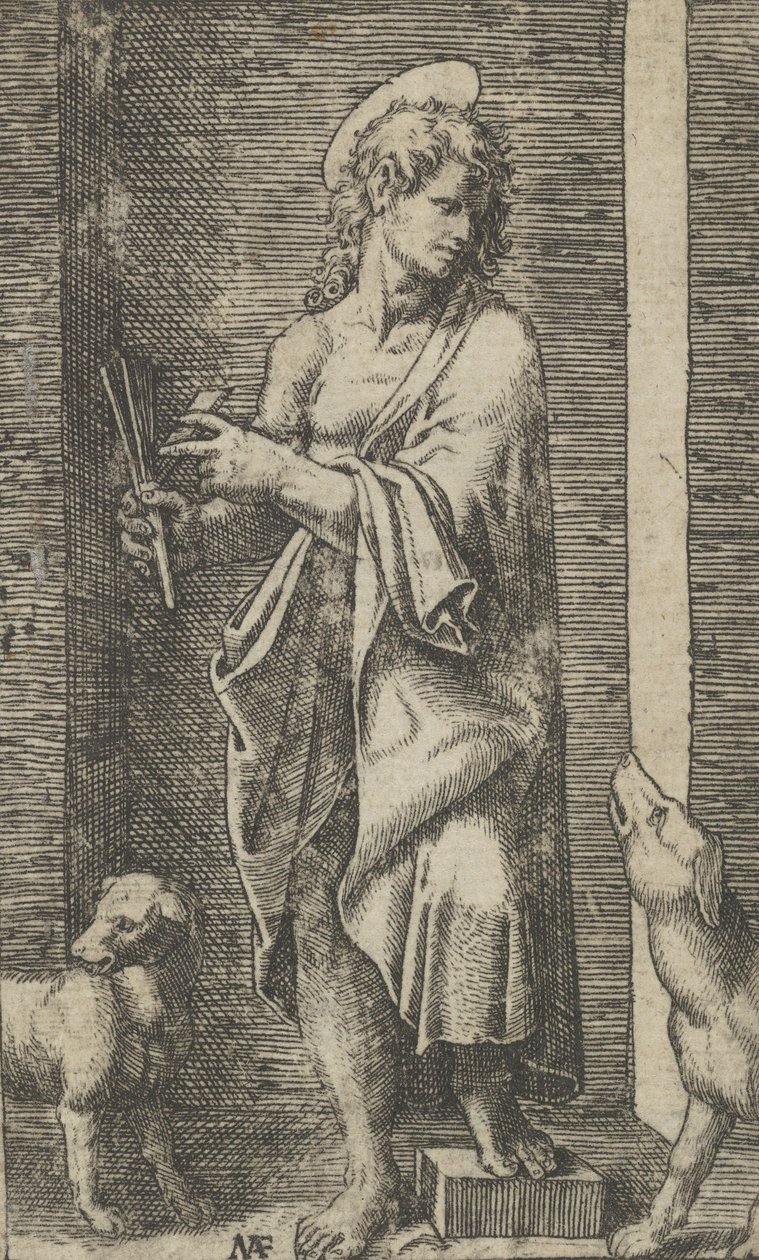 Sint Lazarus geflankeerd door twee honden, uit de serie 