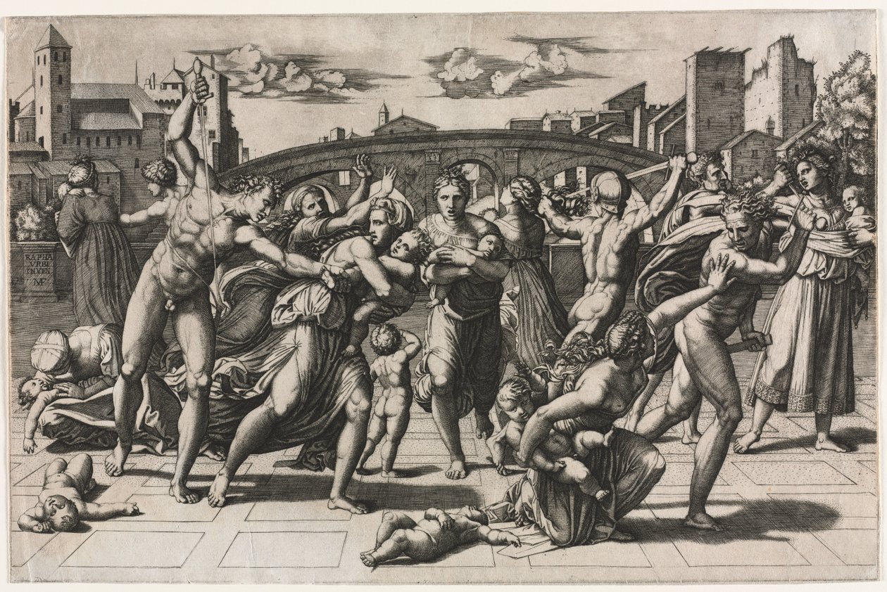 De kindermoord zonder de spar door Marcantonio Raimondi