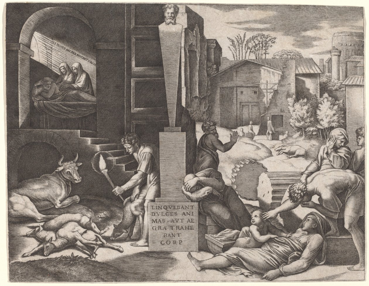 De Pest door Marcantonio Raimondi after Raphael