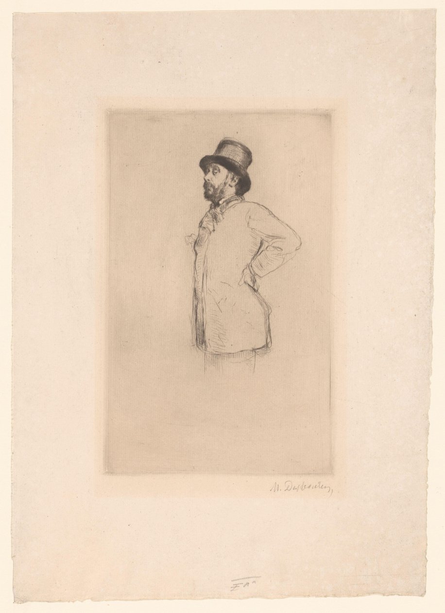 Portret van Edgar Degas door Marcellin Gilbert Desboutin (signed by artist)