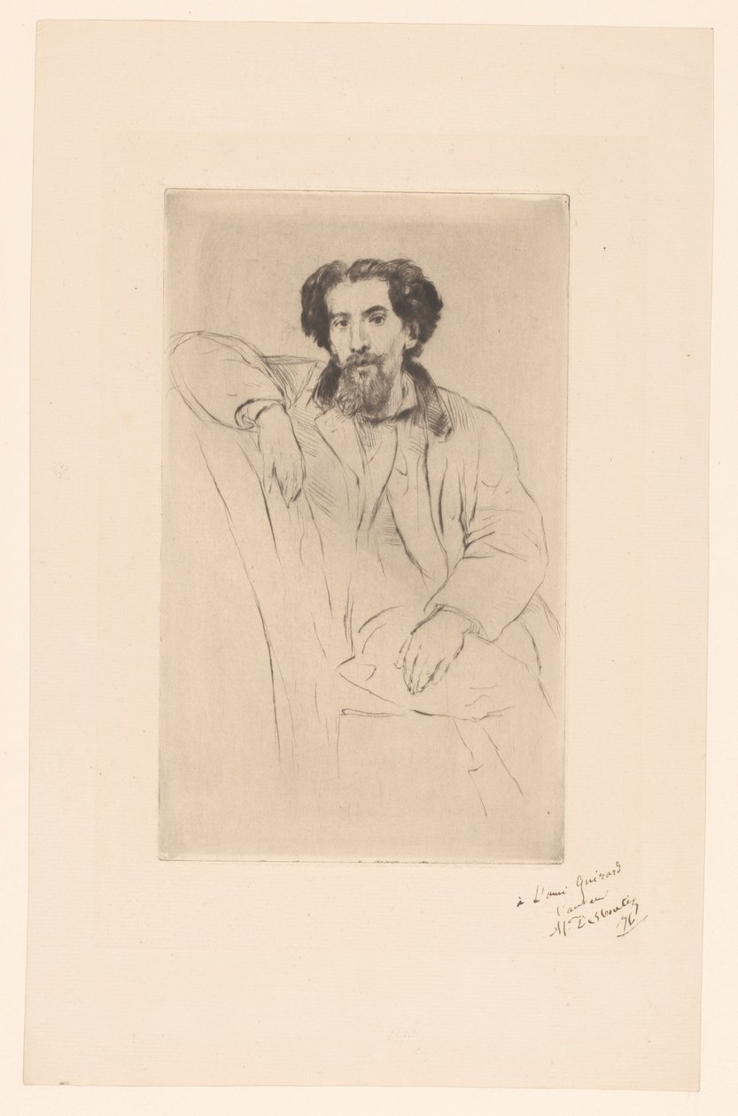 Portret van Henri Charles Guérard door Marcellin Gilbert Desboutin (signed by artist)
