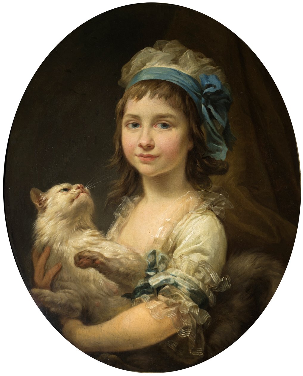 Portret van Julia Duhamel met kat door Marcello Bacciarelli