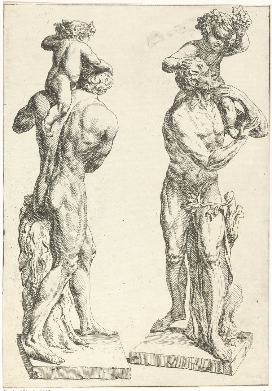 Silenus met de jonge Bacchus door Marcellus Laroon (I)