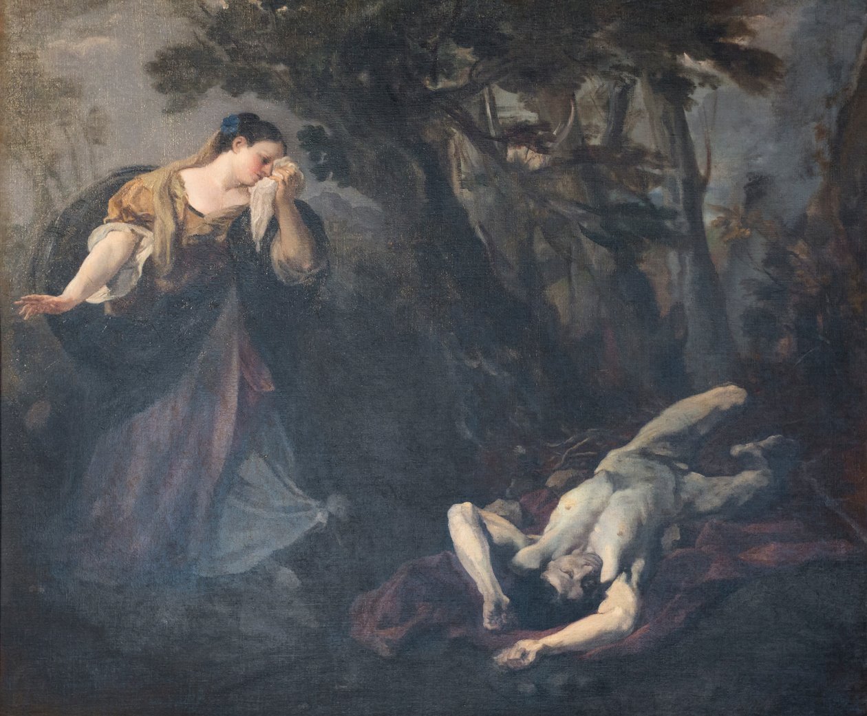 Sint Margaretha van Cortona vindt het lichaam van haar minnaar door Marco Benefial