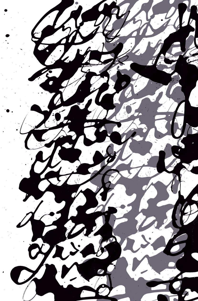 Asemisch schrijven, 2014 (inkt op papier) door Marco Campedelli
