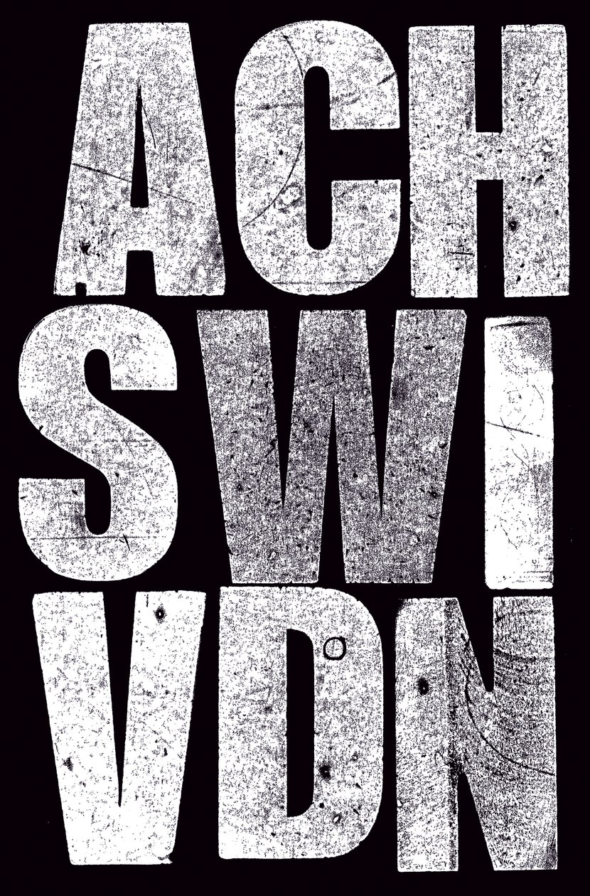 Letters, 2014 (houtdruk op zwart papier) door Marco Campedelli