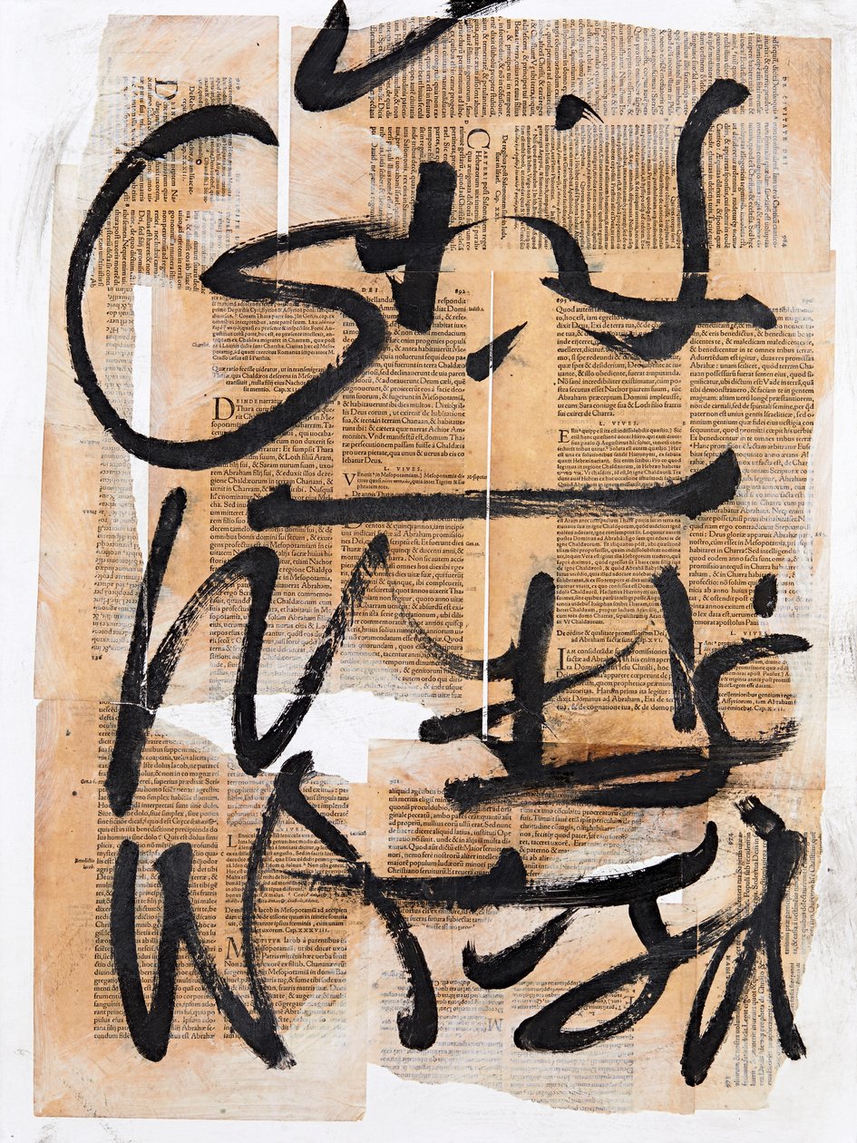 Texto #19, 2020 (collage, gemengde techniek op doek) door Marco Campedelli