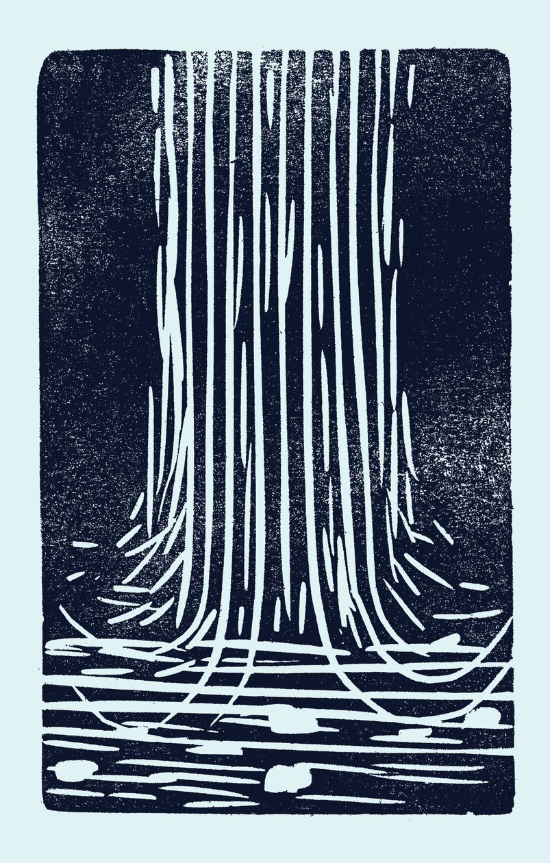 Waterval, 2014 (linoleum op papier) door Marco Campedelli