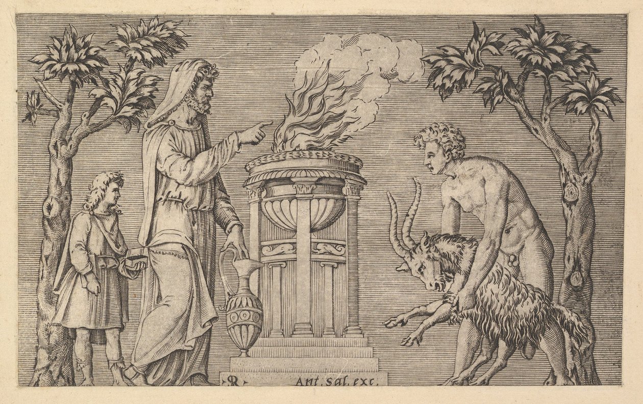 Speculum Romanae Magnificentiae: Het offer van een ram door Marco Dente