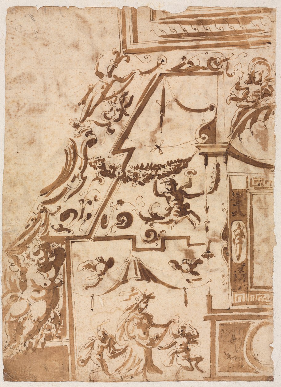 Grootse met een springende centaur verso, ca. 1565-1588 door Marco Marchetti