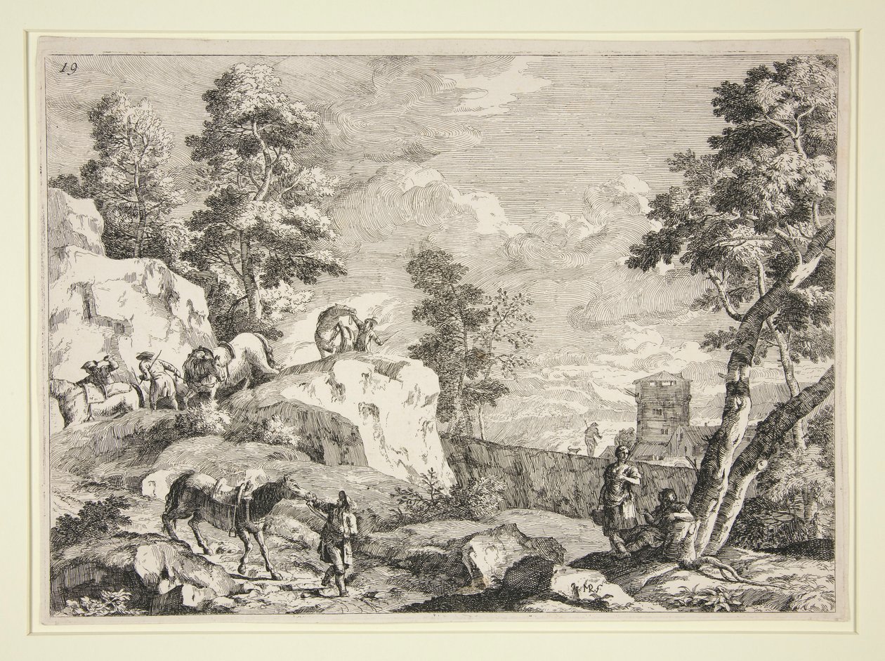 Landschap met vier ruiters door Marco Ricci