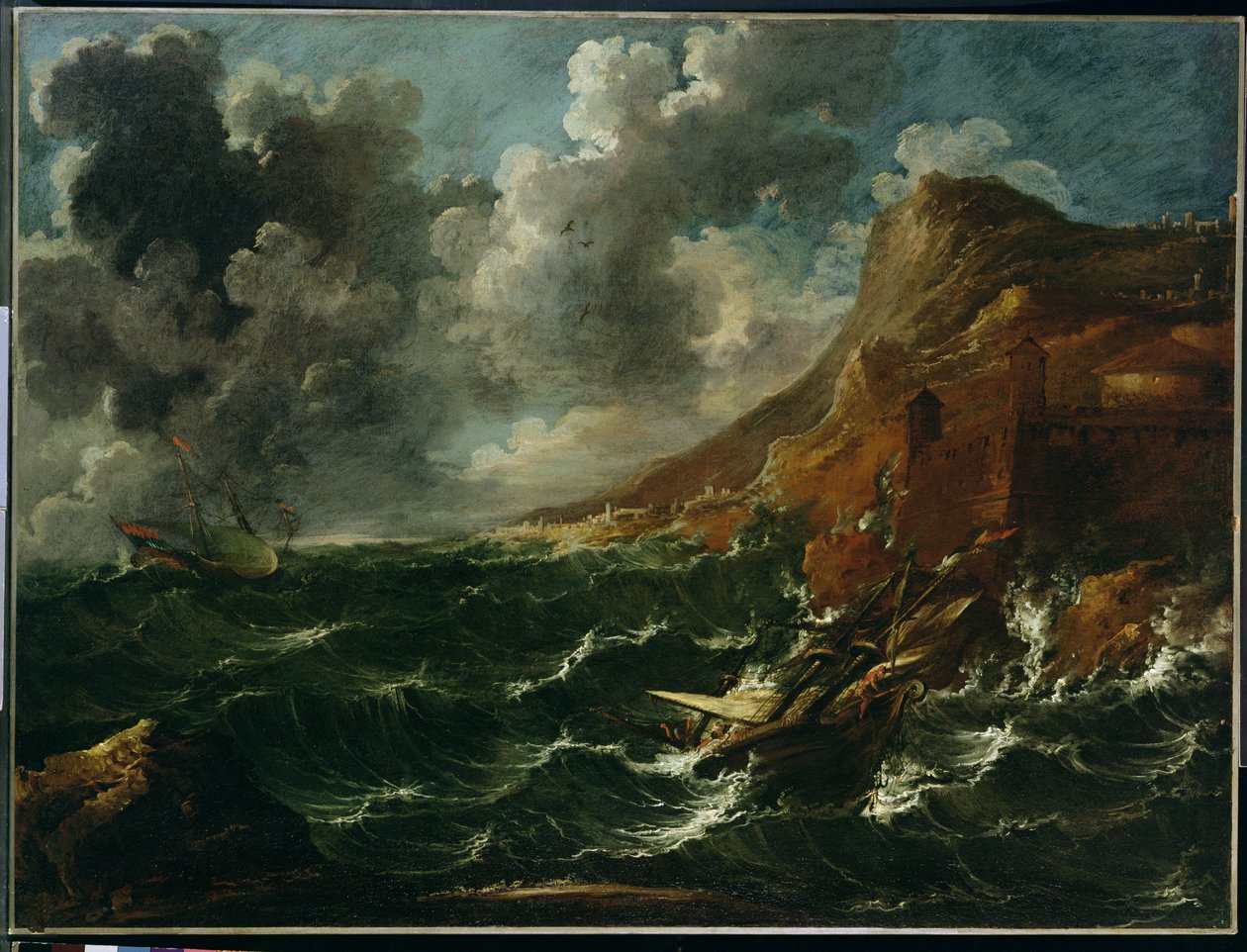 Schepen in een storm, c.1705-08 door Marco Ricci
