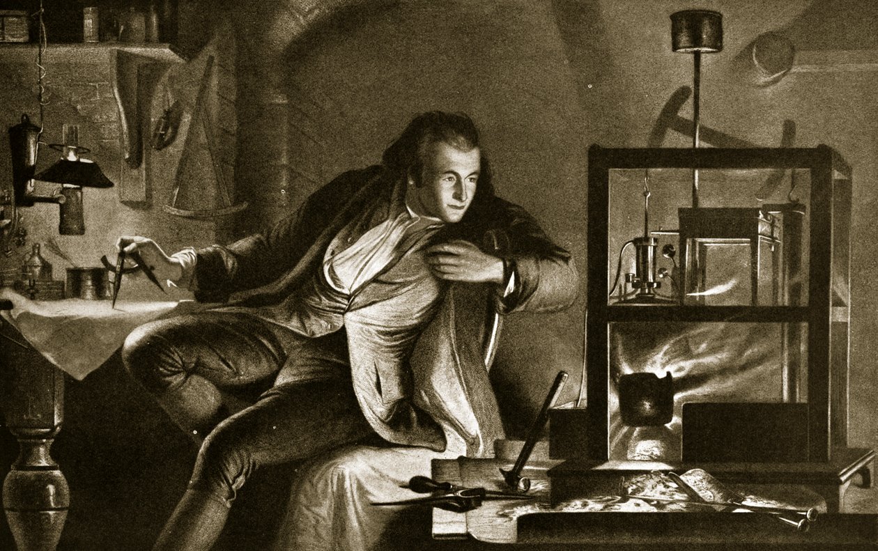 James Watt en de stoommachine, illustratie uit 