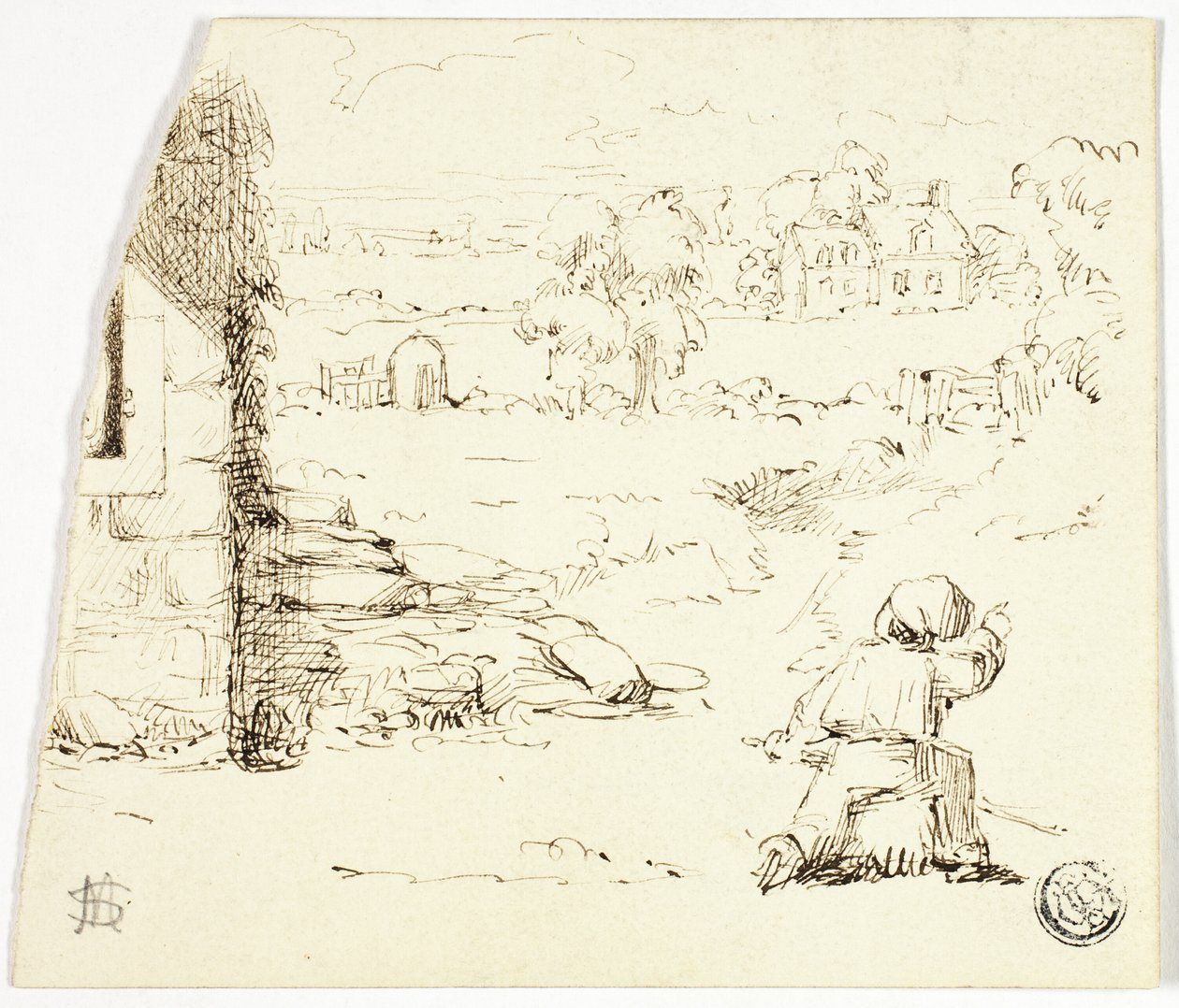 Landschap met Jongen op de Voorgrond door Marcus Stone