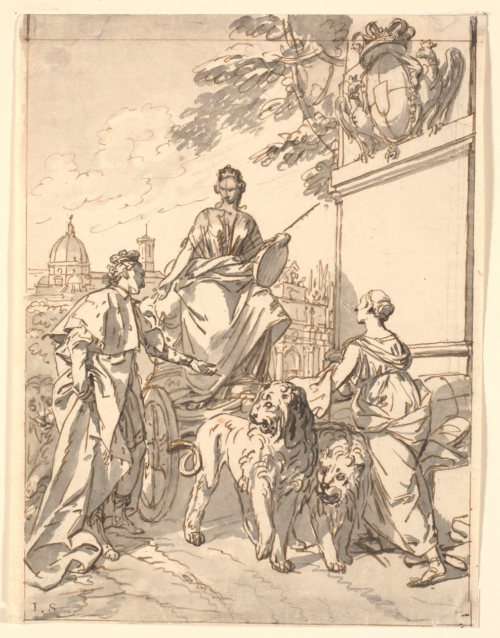 Allegorisch blad ter gelegenheid van de intocht van hertog Franz III in Florence 1739 door Marcus Tuscher