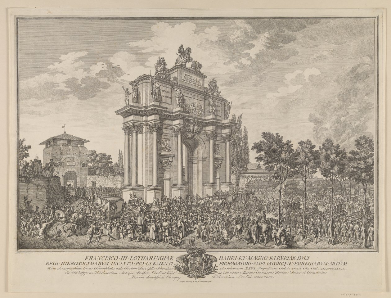 Frantz Stephans erepoort, bij intocht in Florence 1739 door Marcus Tuscher