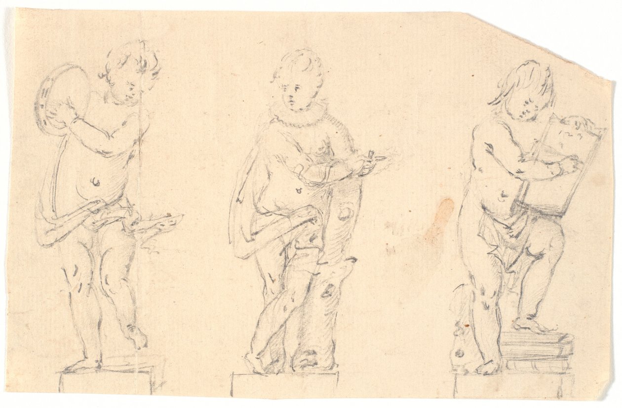 Studieblad met drie putti door Marcus Tuscher