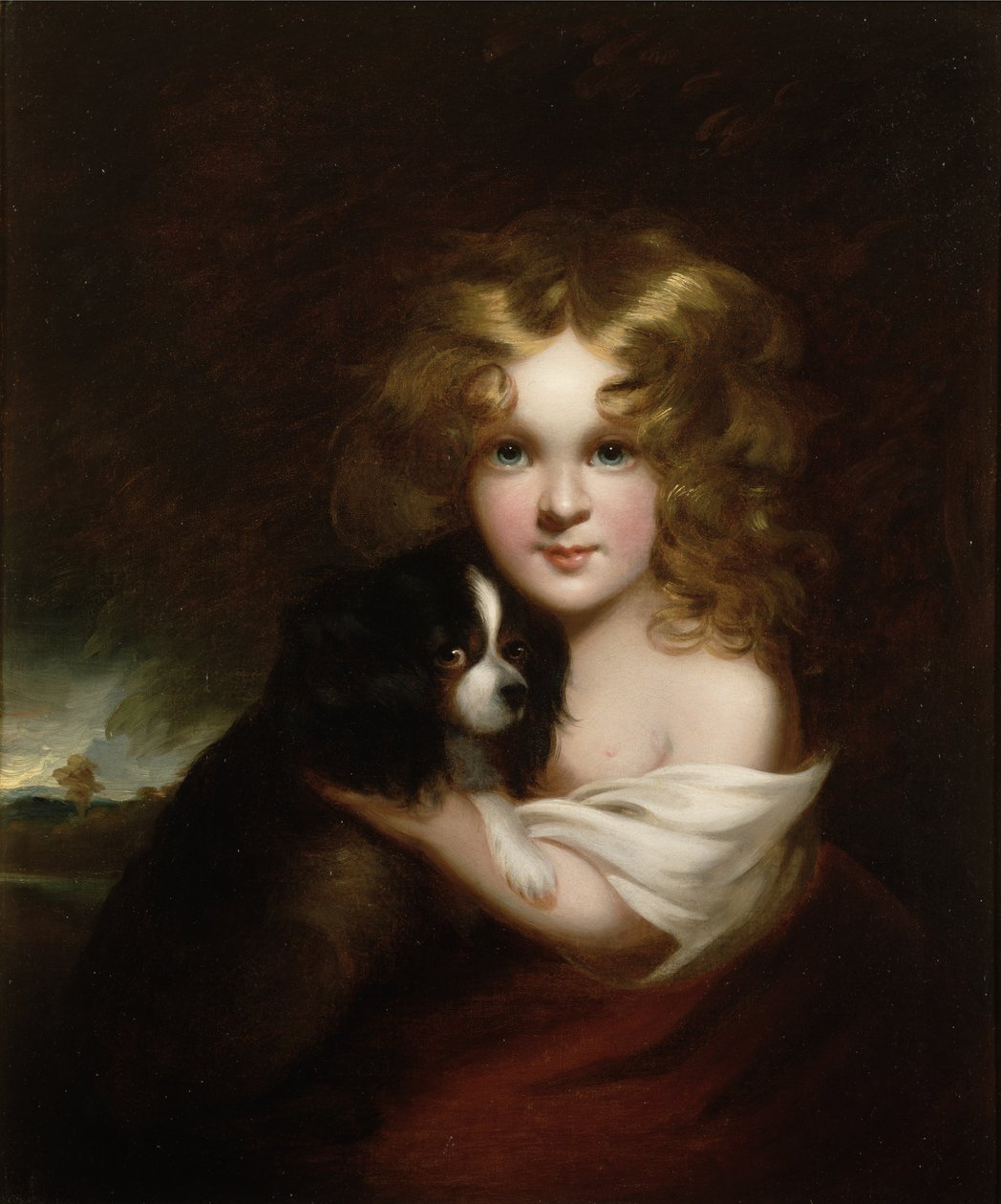 Jong Meisje met een Hond, ca. 1840 door Margaret Sarah Carpenter