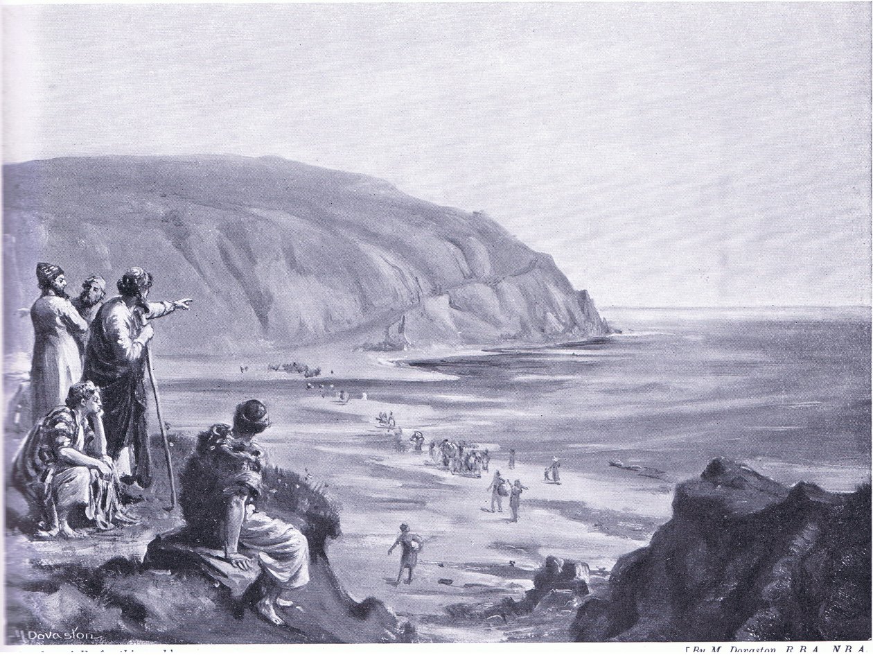 Aankomst van de stichters van Fenicië (litho) door Margaret Dovaston