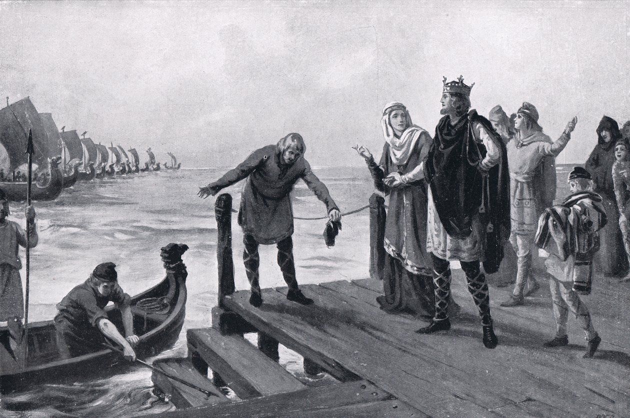 Edgar de Vredelievende houdt een marineoverzicht AD973 door Margaret Dovaston