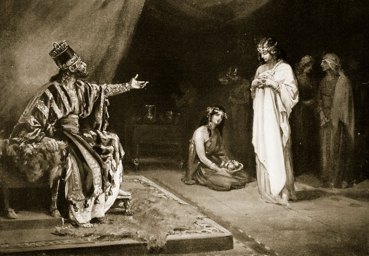 Huwelijk van de Assyrische prinses met Kara-Indash, de koning van Babylon, illustratie uit 