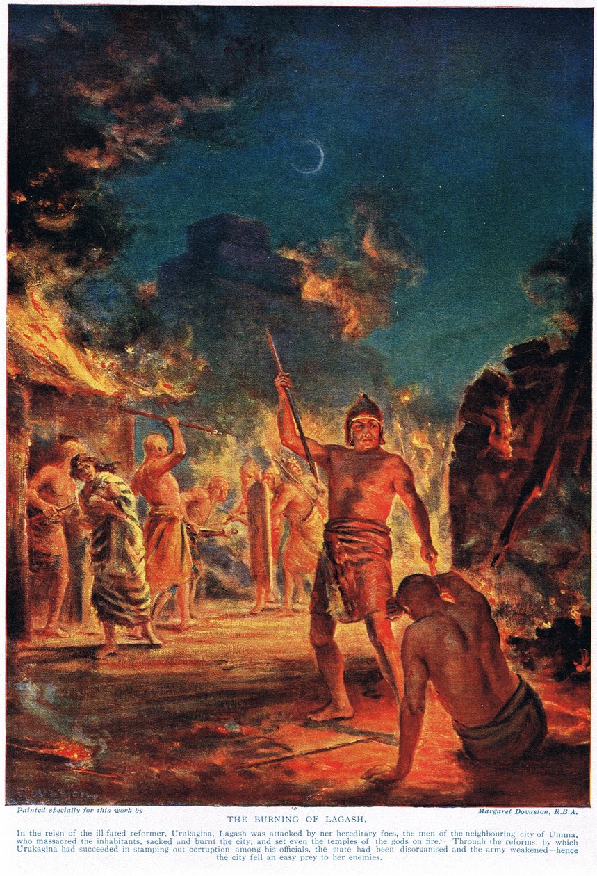 De verbranding van Lagash, illustratie uit 