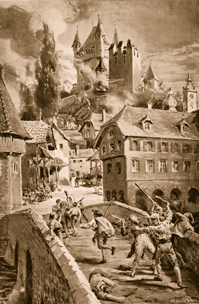 De brand van het kasteel van Wadenschwyl door Margaret Dovaston
