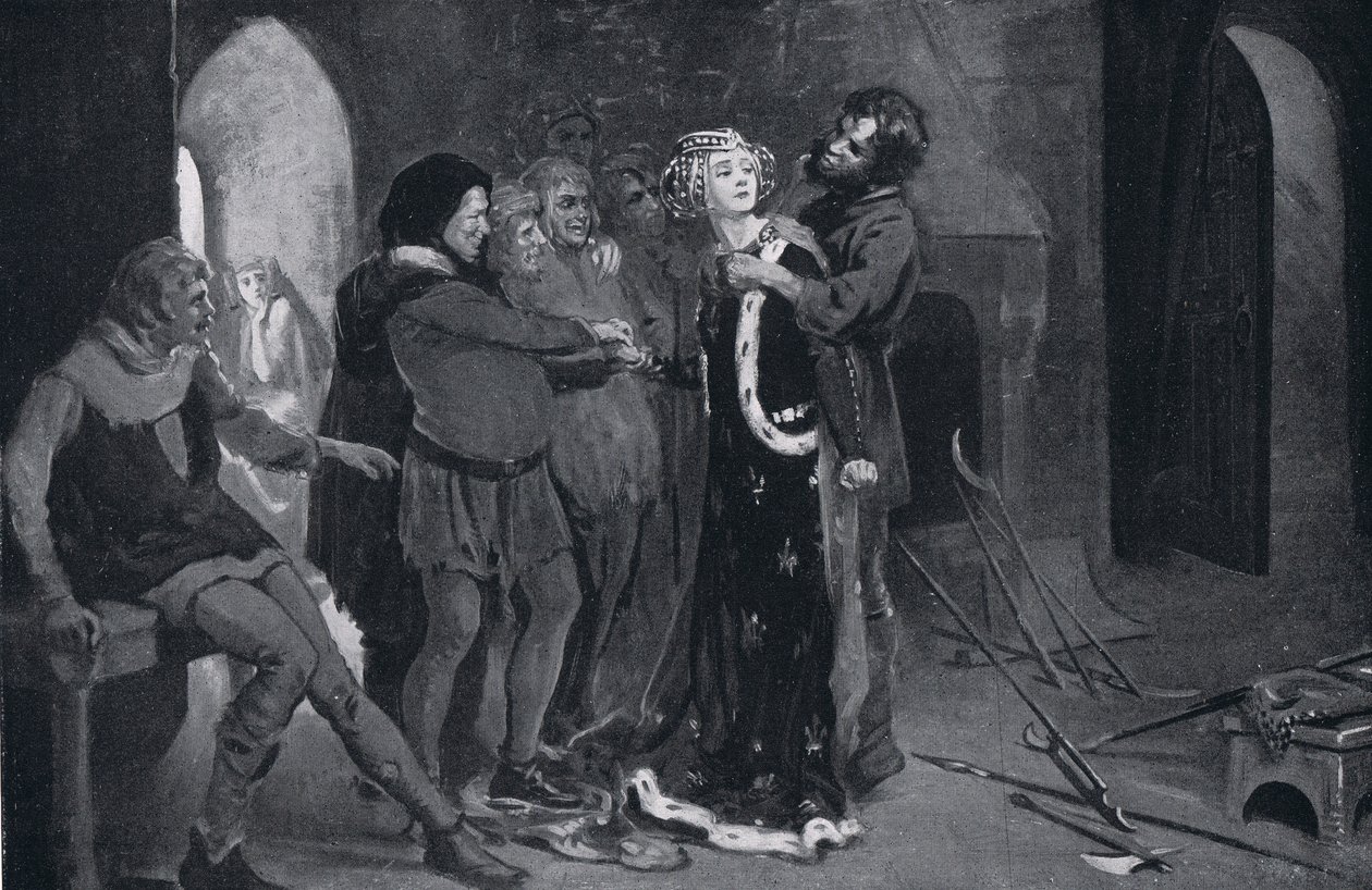De schone maagd van Kent gekust door opstandelingen AD1381 door Margaret Dovaston