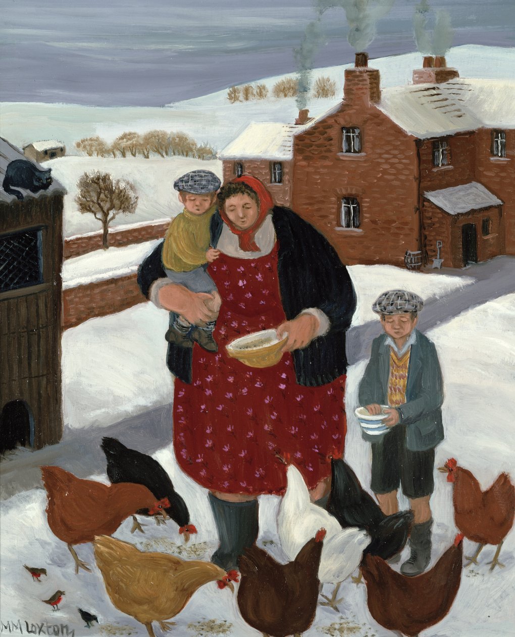 Achtertuin in de winter door Margaret Loxton