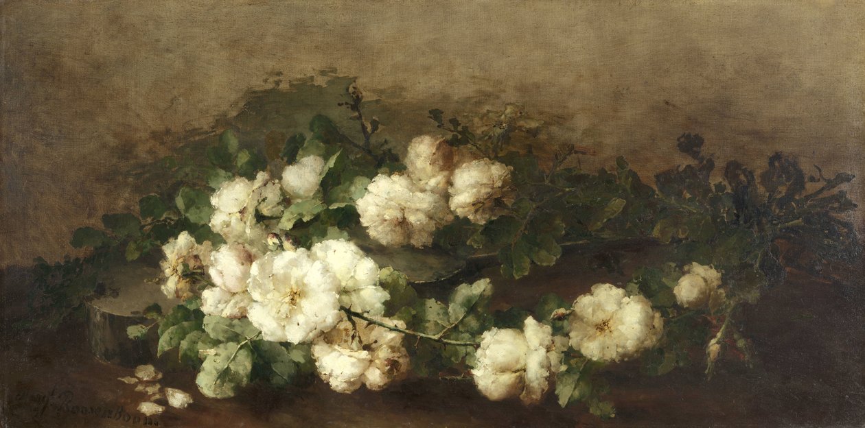 Stilleven met gitaar en rozen door Margaretha Roosenboom