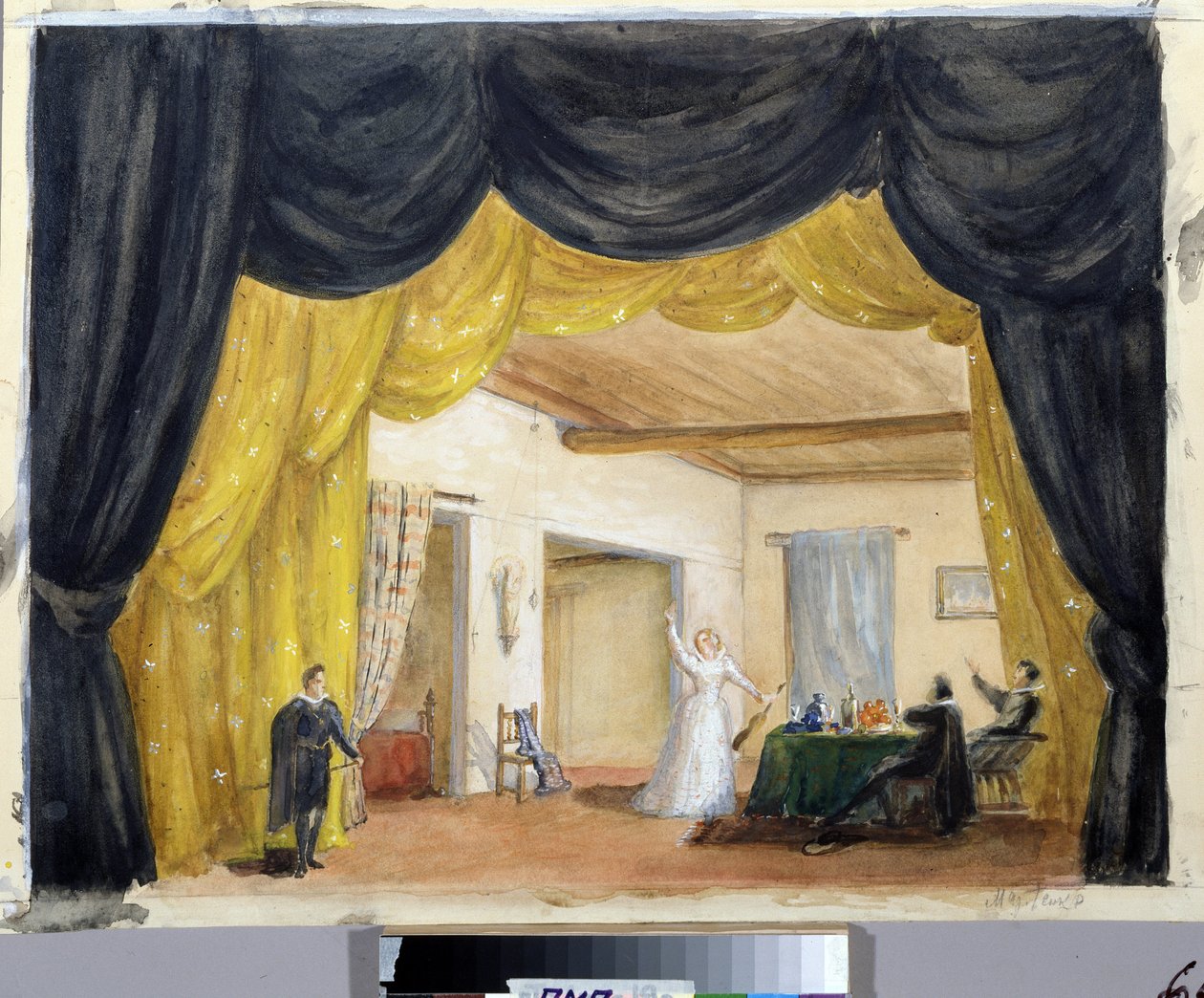 Voorbereidend decor voor de opera "de gast van steen door Margarita Genrichovna Genke Shifrina