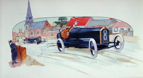 Een Peugeot Raceauto in de Grand Prix de France van 1911 door Marguerite (fl.1909 14) Montaut
