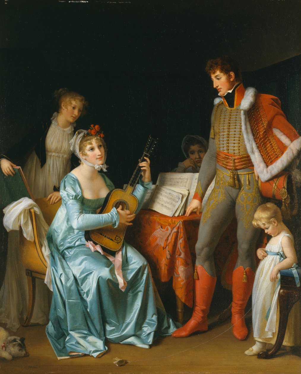 Frans:  Le Hussard en Famille De huzaar en zijn familie door Marguerite Gerard