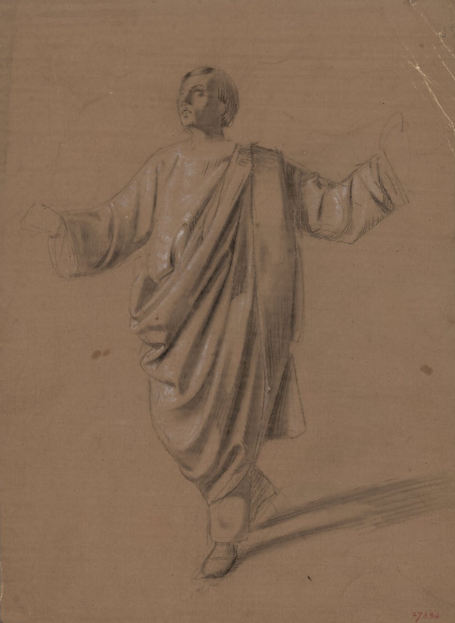 Academische studie van een mannelijk figuur door Marià Fortuny