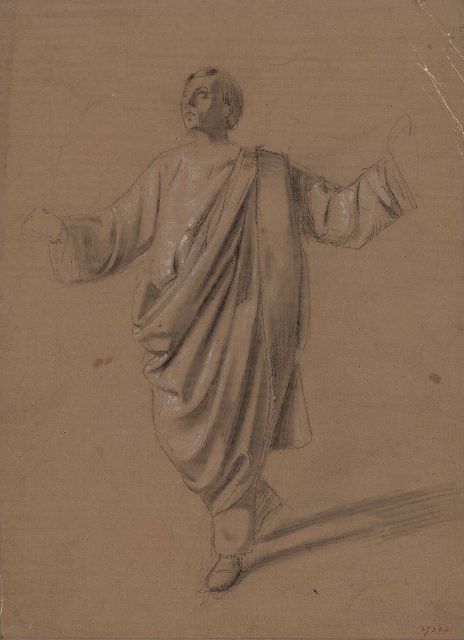 Academische studie van een mannelijk figuur door Marià Fortuny Marsal