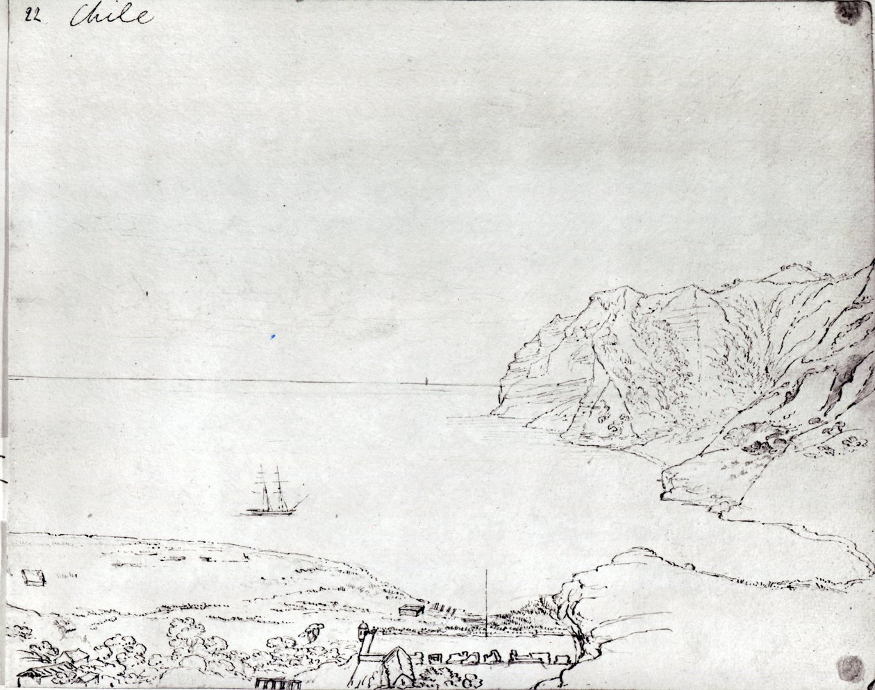 Uitzicht op de kust van Chili door Maria Callcott