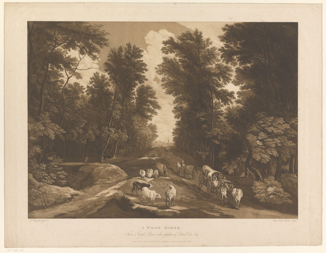 Bosrijk landschap met een pad en reizigers door Maria Catharina Prestel