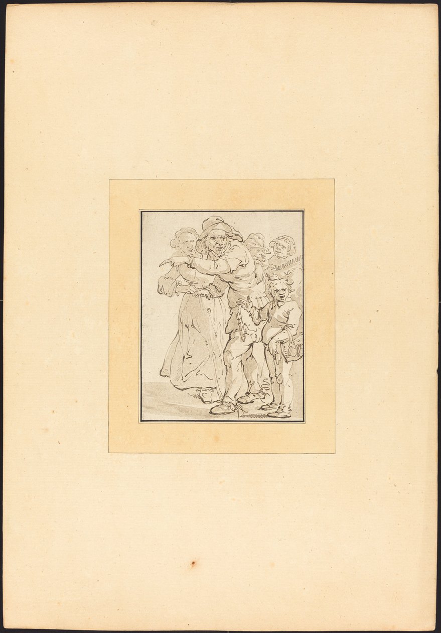 Oude Man Wijst naar Links door Maria Catharina Prestel after Adriaen Pietersz van de Venne