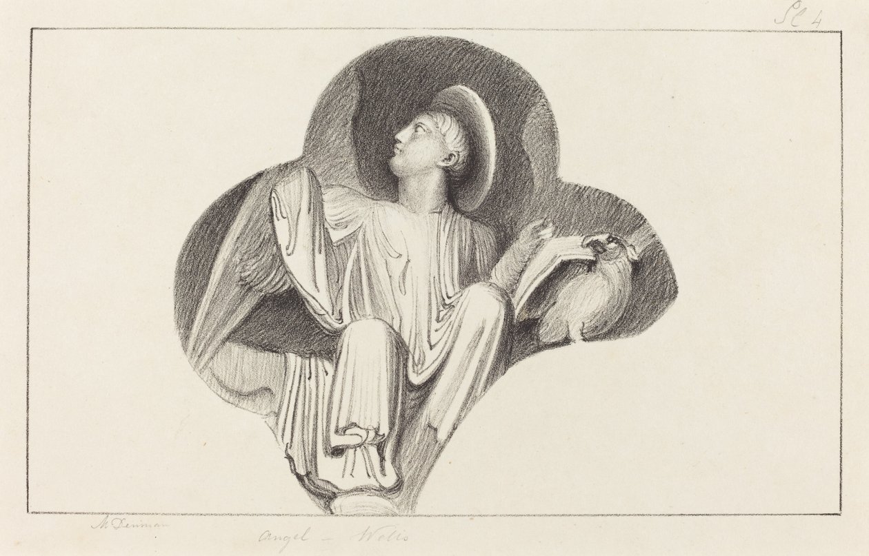 Een Engel, van Wells Cathedral door Maria Denman after John Flaxman