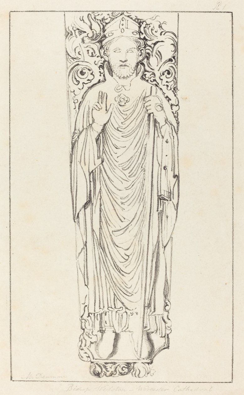Bisschop Wulstan, in Worcester Cathedral door Maria Denman after John Flaxman