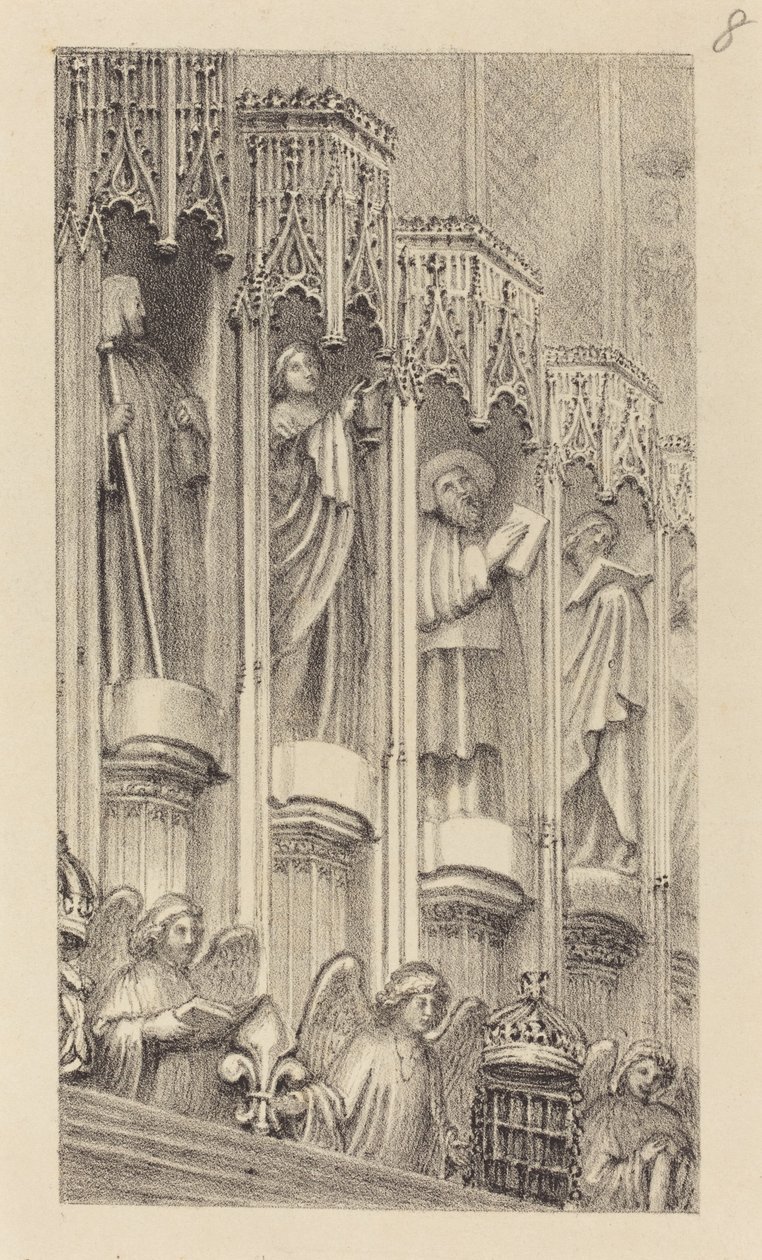 Beelden in de architectuur van de kapel van Hendrik de Zevende, Westminster Abbey door Maria Denman after John Flaxman