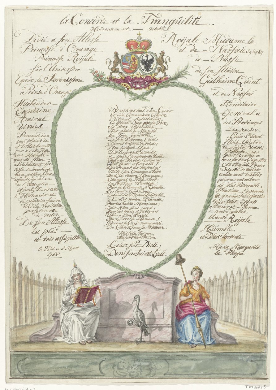 Vers voor prinses Wilhelmina bij de veertigste verjaardag van prins Willem V, 1788 door Maria Margaretha la Fargue