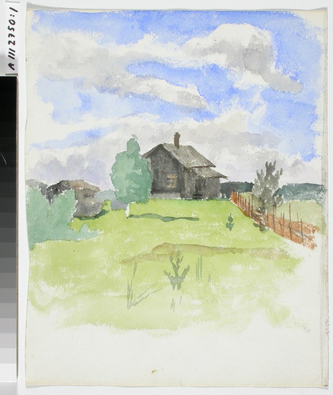 Landschapsstudie met huisje door Maria Wiik