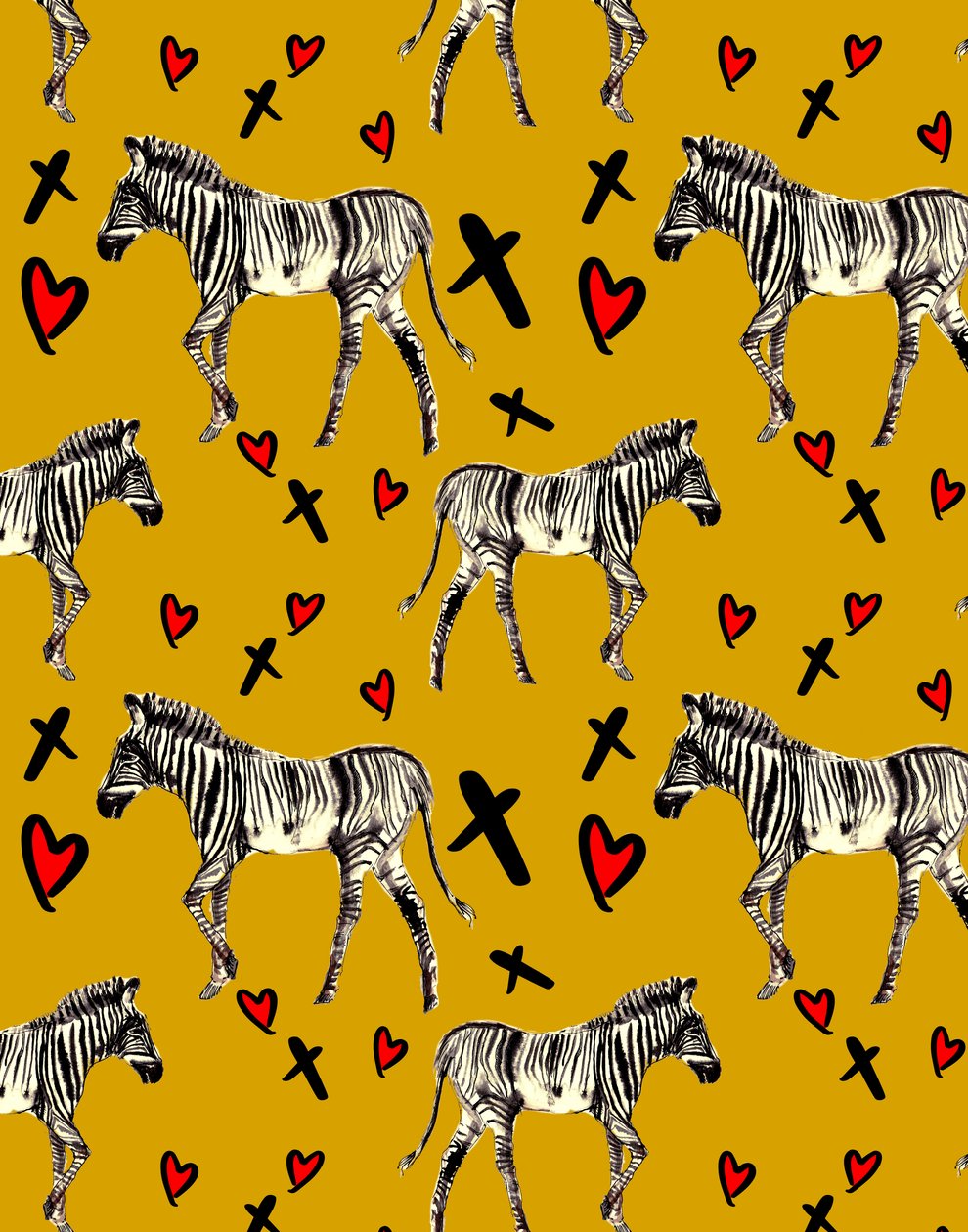 Zebra Love, Oker, 2020 door Marianna Kulukundis