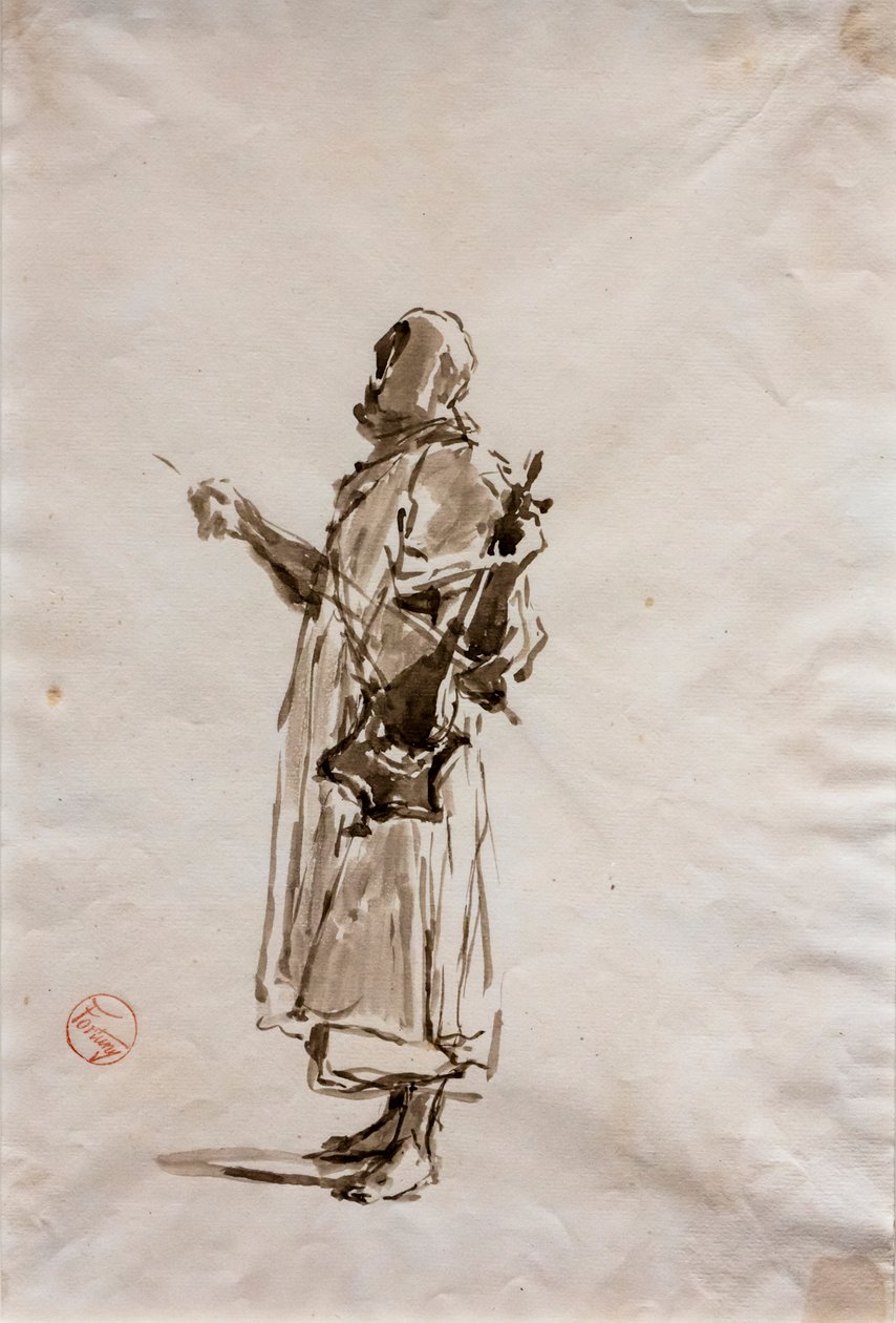Studie voor het schilderij "Arabische muzikanten", circa 1872 (inkt op papier) door Mariano Fortuny