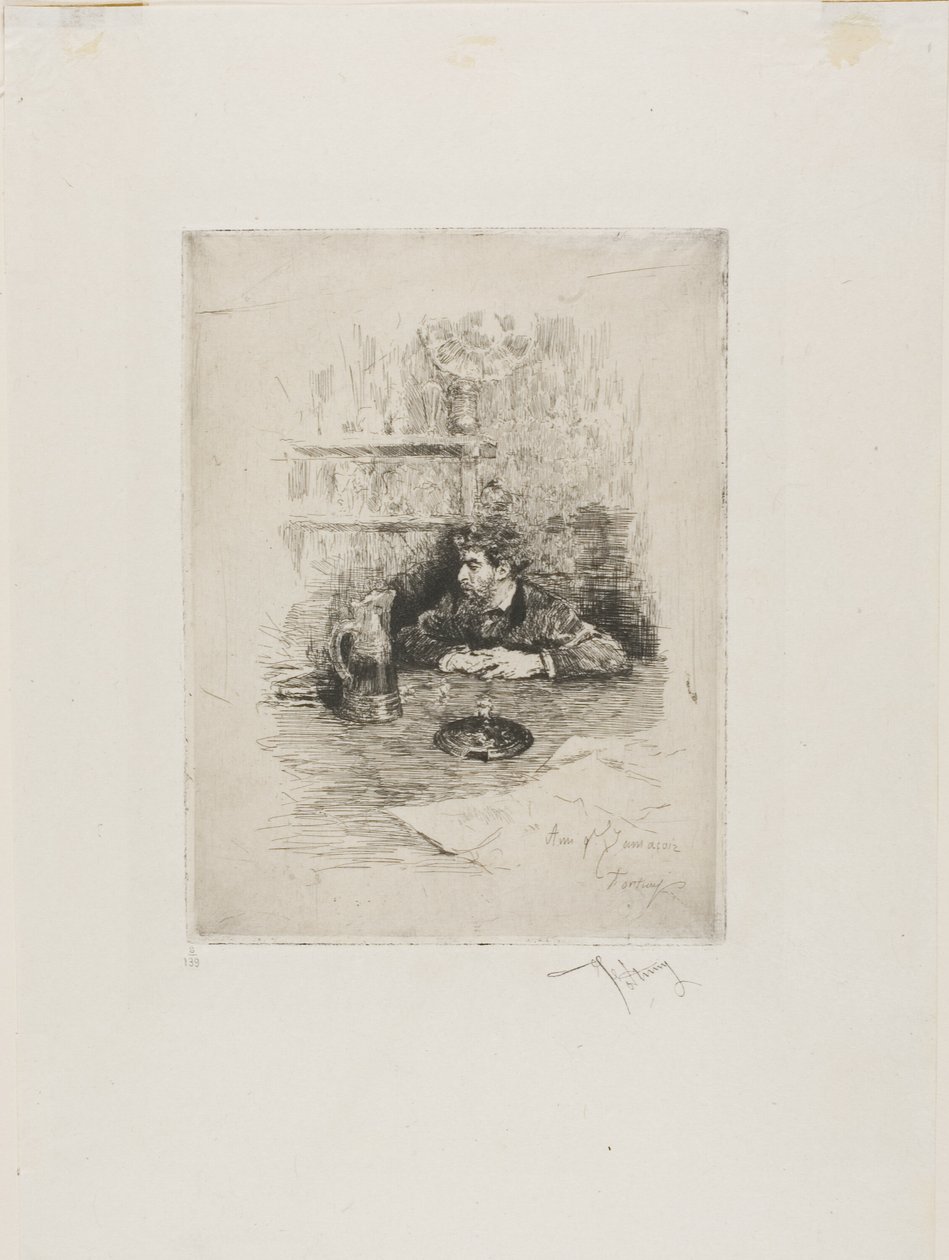 Portret van Eduardo Zamaçois, Spaans schilder door Mariano Fortuny y Marsal