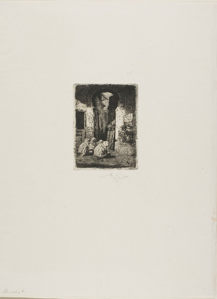 Tanger, zittende Arabieren door Mariano Fortuny y Marsal