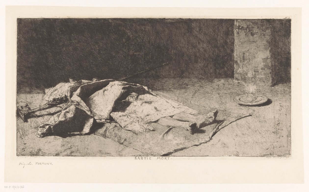 Dood lichaam van een Kabyle door Mariano José María Bernardo Fortuny y Carbó